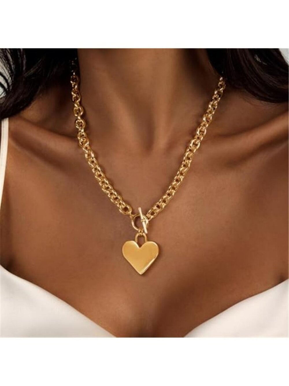 Heart Necklace for Women Gold/Silver Plated Trendy Heart Choker Lover